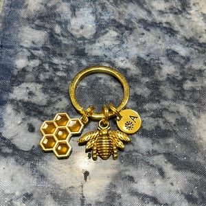 Gold key chain ring with “A” initial